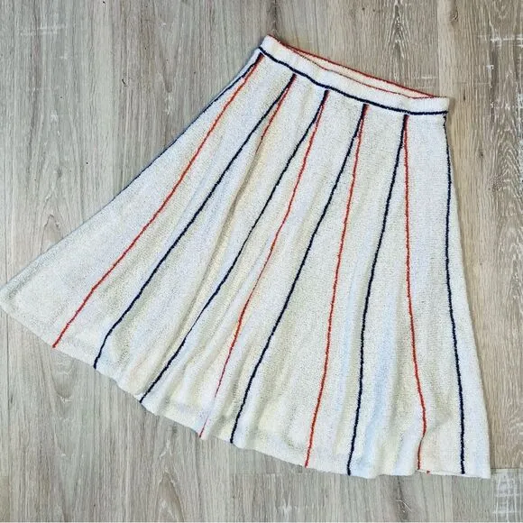 J.Crew Flared Striped Sweater Skirt – XS, Navy and Orange Stripe