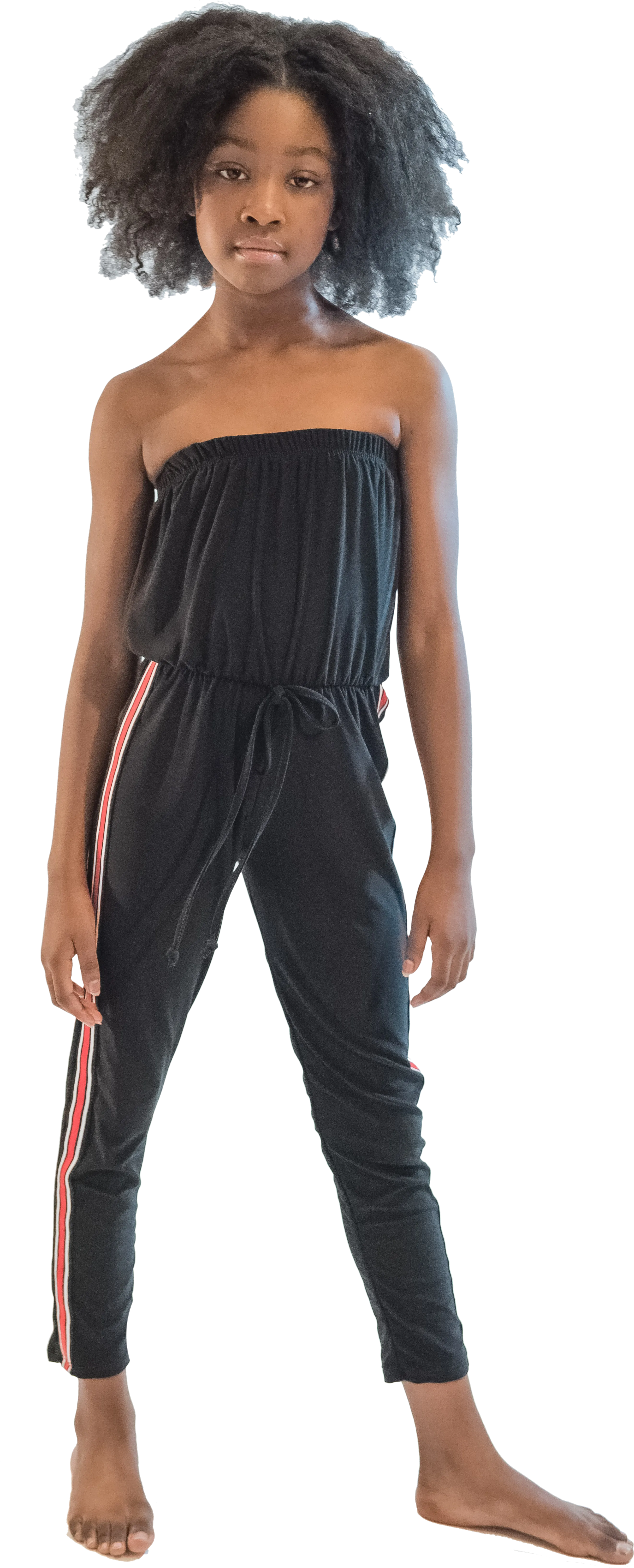 Juniors Black Stripe Side Jumpsuit
