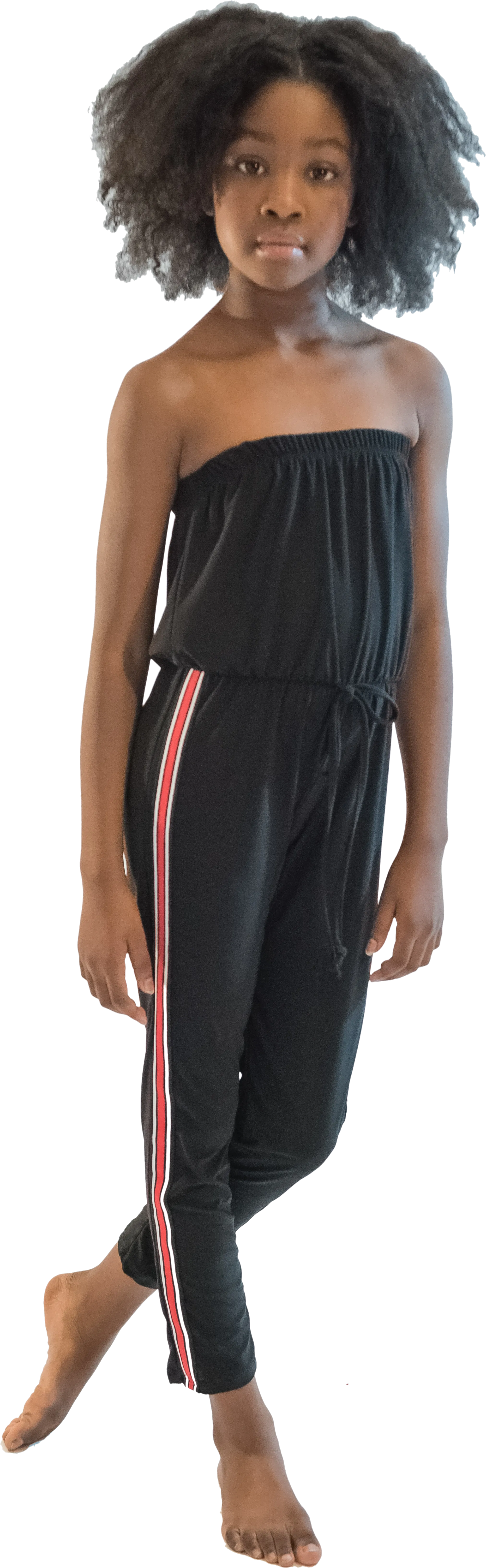 Juniors Black Stripe Side Jumpsuit