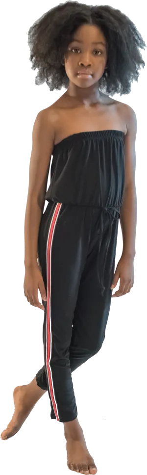 Juniors Black Stripe Side Jumpsuit
