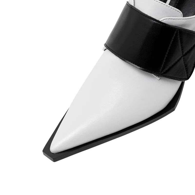 Kaky's new pointed thick high heeled sheepskin insole, large size women's shoes, fashion shoes, single shoes