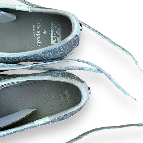 Keds X Kate Spade New York All-over Glitter Sneakers Flats Silver Size 8