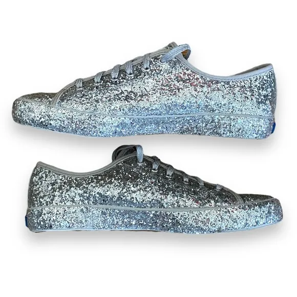 Keds X Kate Spade New York All-over Glitter Sneakers Flats Silver Size 8