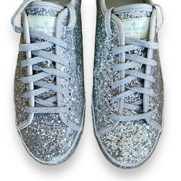 Keds X Kate Spade New York All-over Glitter Sneakers Flats Silver Size 8