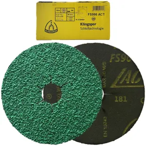 Klingspor Fibre Discs for Stainless Steel Angle Grinding 115mm Aluminium Oxide Grain FS966 ACT