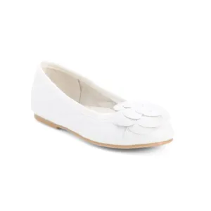 L'AMOUR White Quilted Flower Flats (Toddler Little Kid Big Kid)