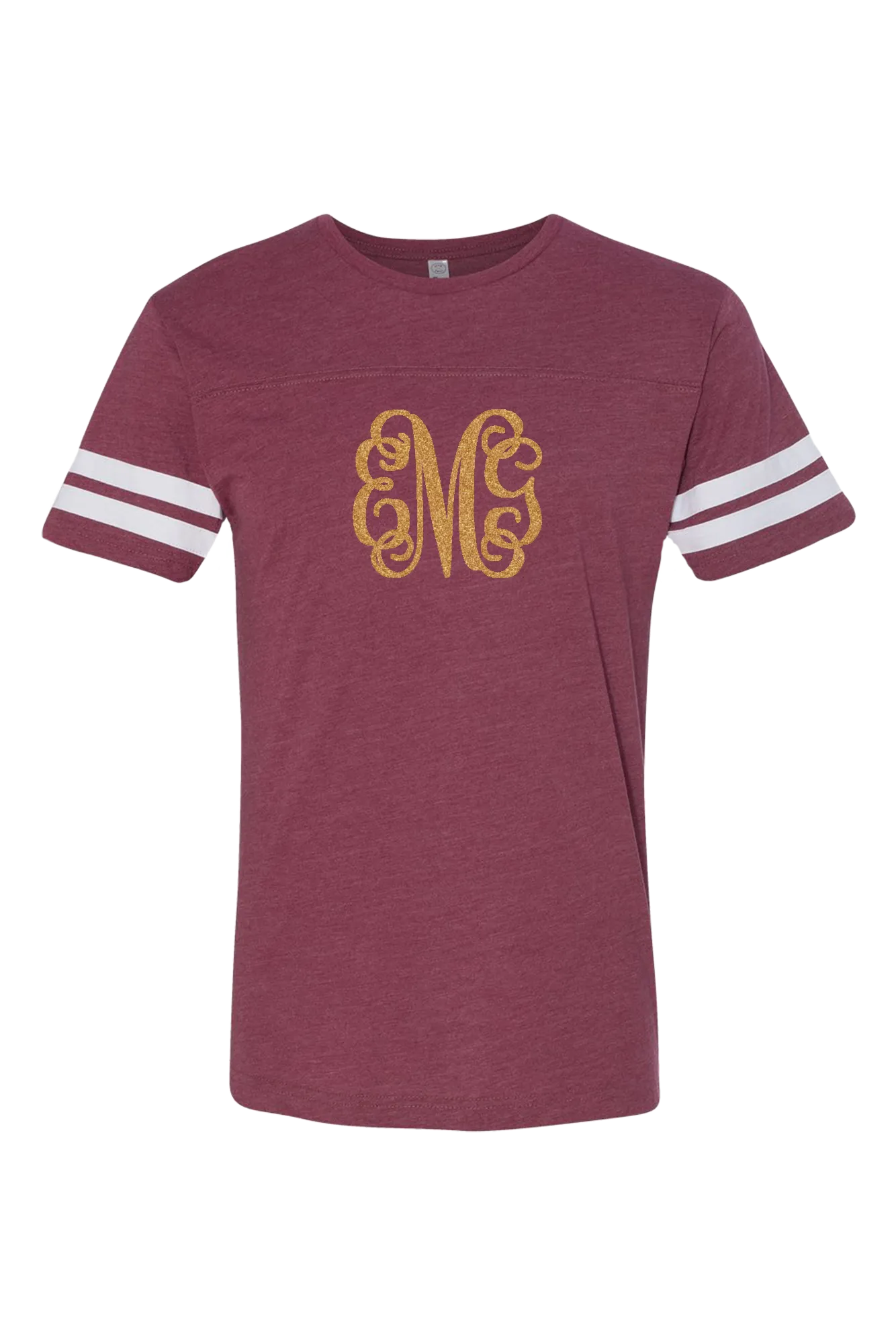 L.A.T. Adult Varsity Tee, Burgundy/White *Personalize It