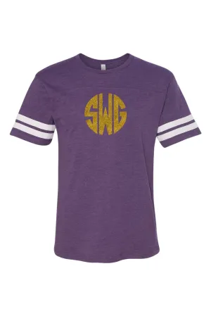 L.A.T. Adult Varsity Tee, Purple/White *Personalize It
