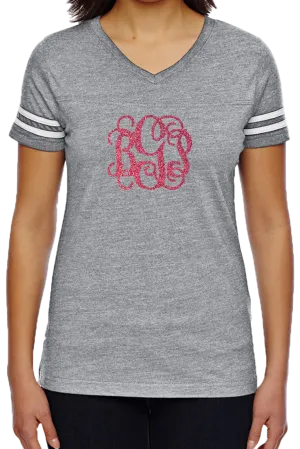 L.A.T. Ladies' Fine Jersey Football T-Shirt, Heather/White *Personalize It
