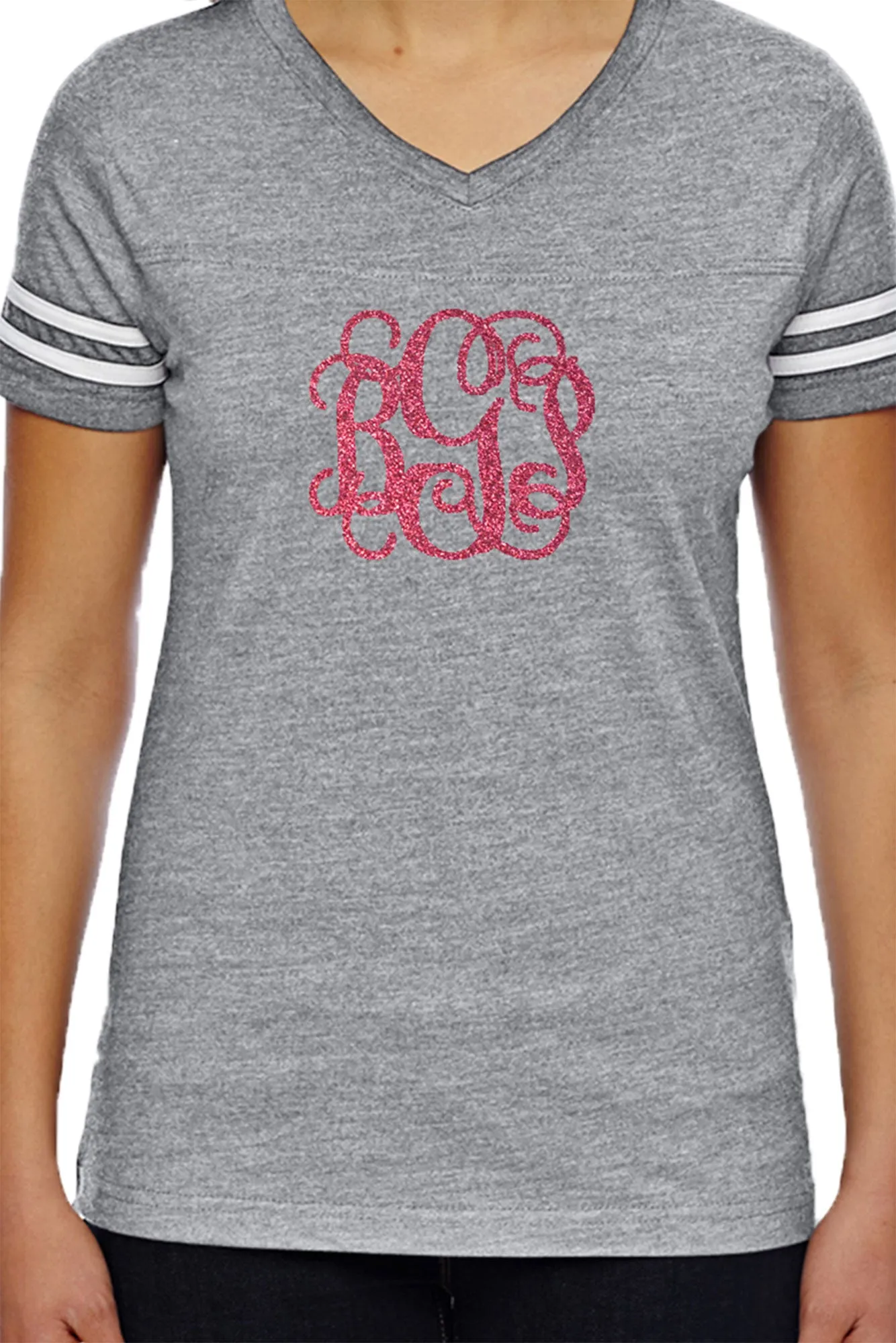 L.A.T. Ladies' Fine Jersey Football T-Shirt, Heather/White *Personalize It