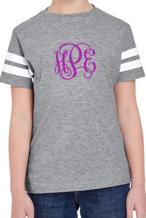 L.A.T. Youth Fine Jersey Varsity Tee, Vintage Heather *Personalize It