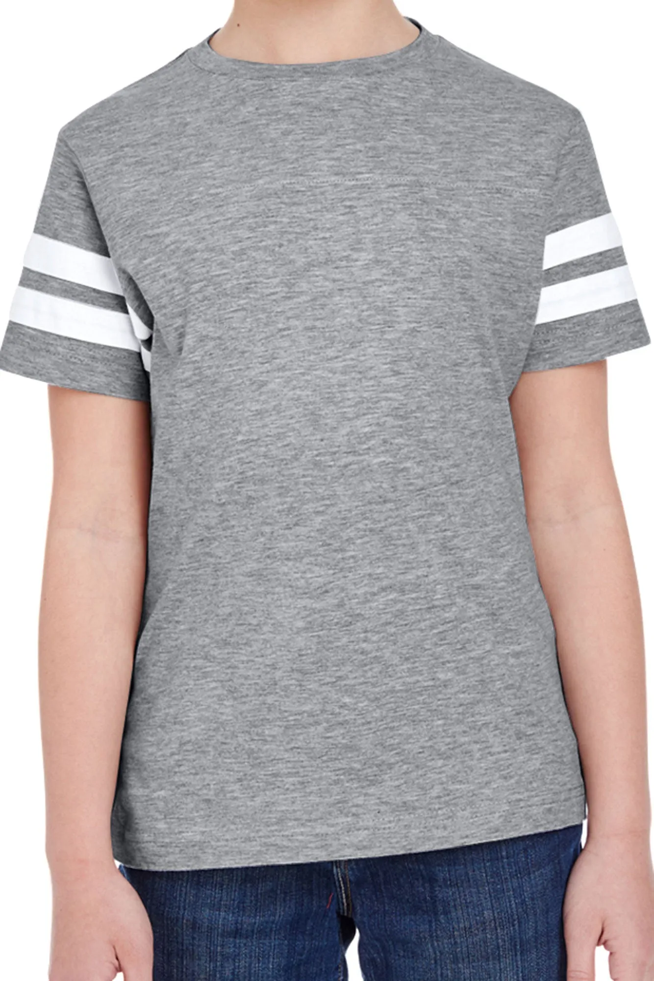 L.A.T. Youth Fine Jersey Varsity Tee, Vintage Heather *Personalize It