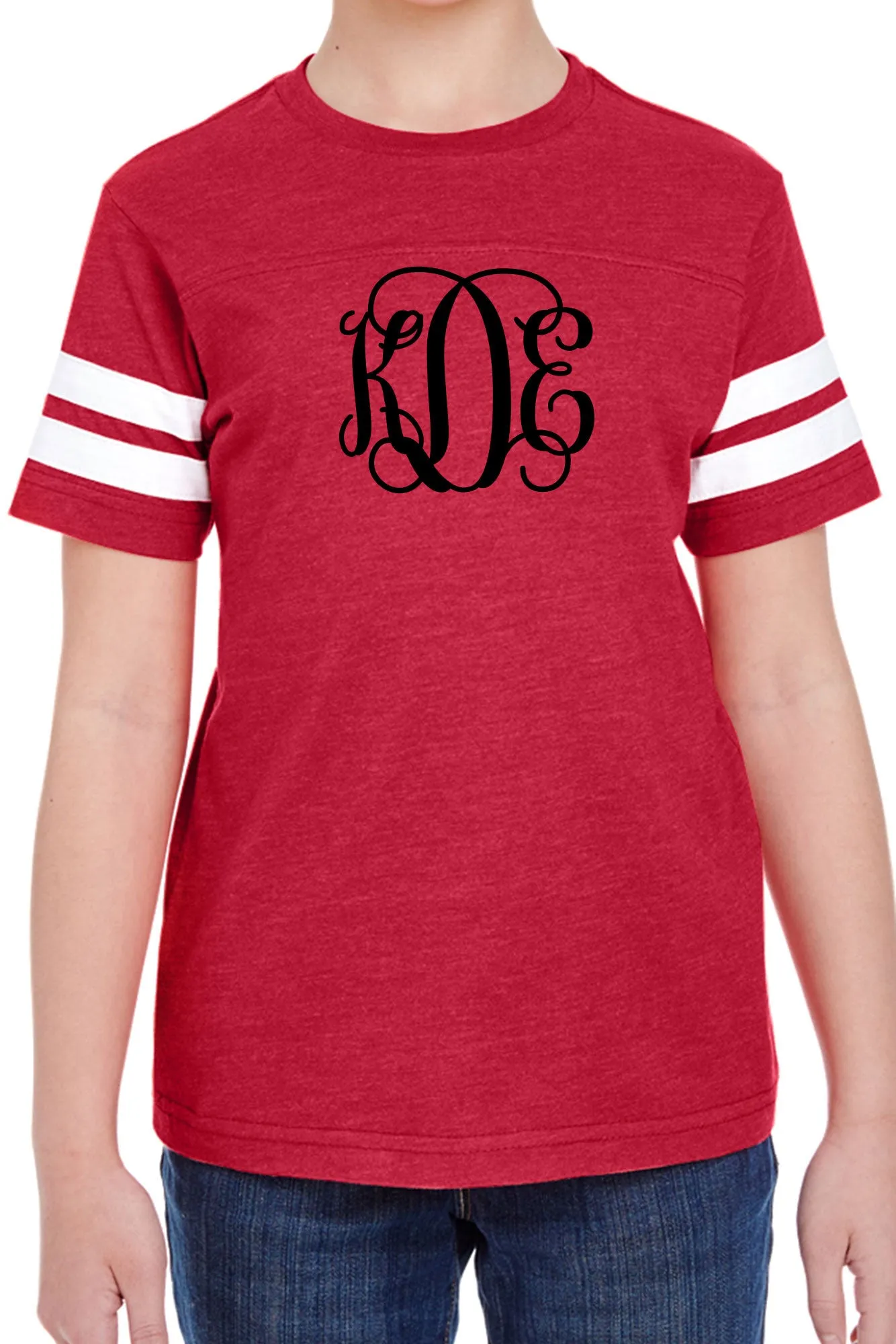 L.A.T. Youth Fine Jersey Varsity Tee, Vintage Red *Personalize It