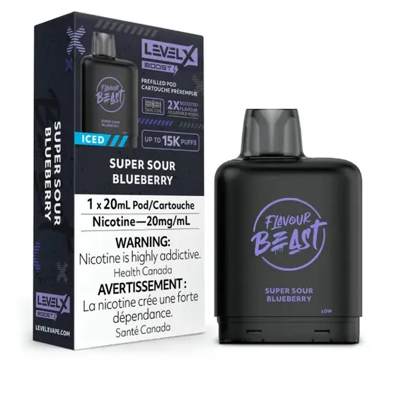 Level X Flavour Beast BOOST Pod - 15K Puffs - Super Sour Blueberry Iced