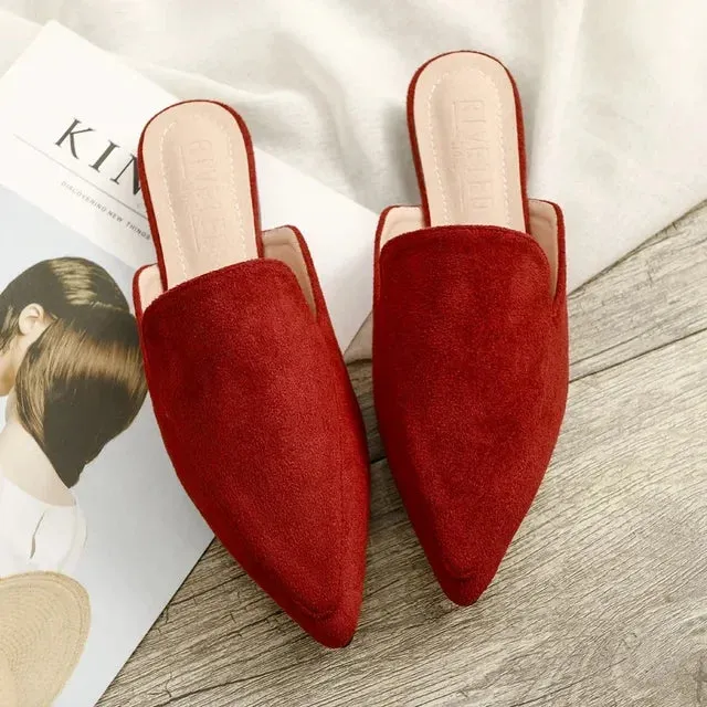 Lina® | Elegant Suede Mules With A Pointed Toe