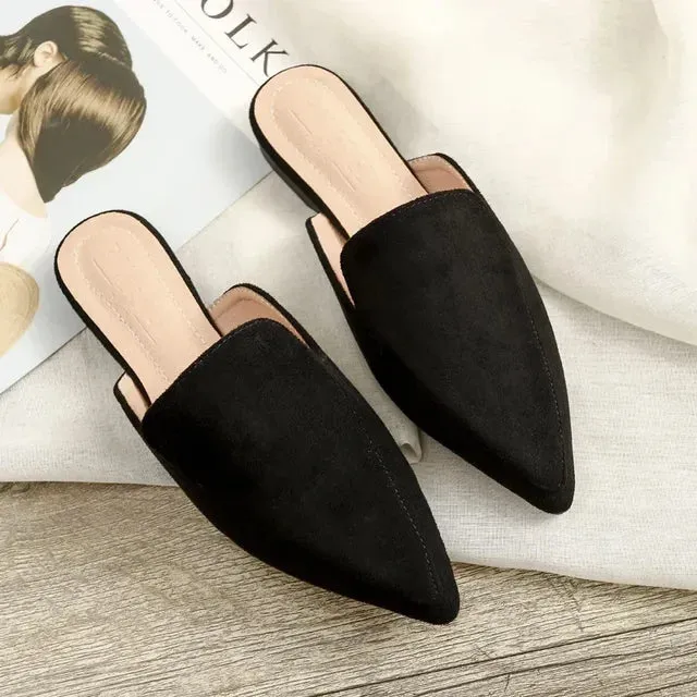 Lina® | Elegant Suede Mules With A Pointed Toe