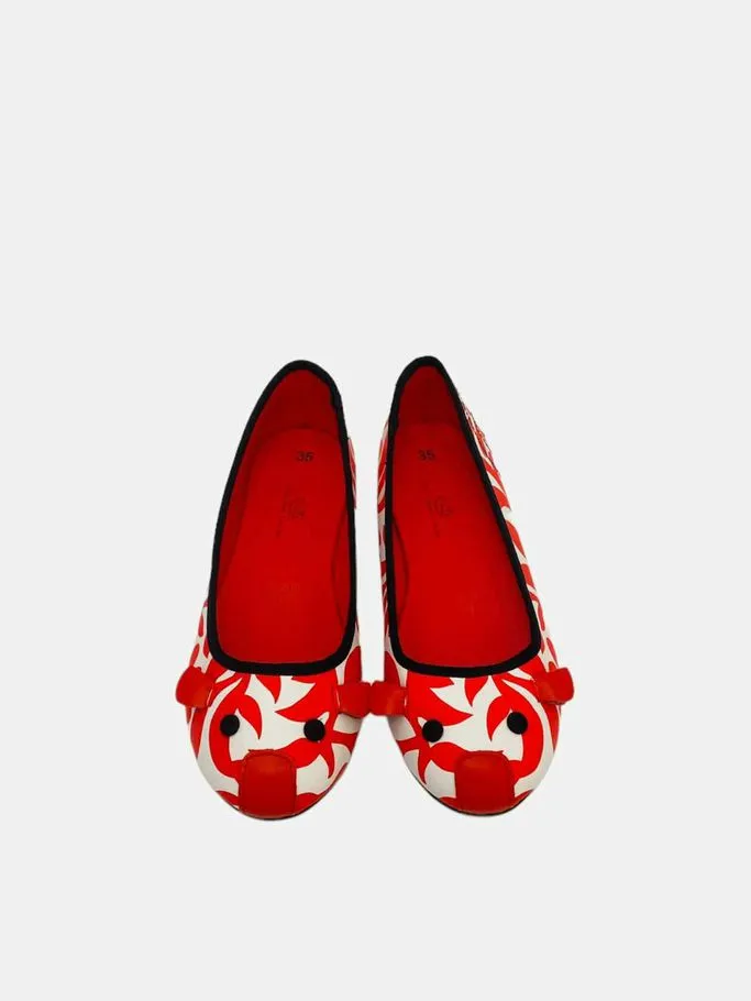 LITTLE MARC JACOBS Mouse Red & White Ballet Flats 35