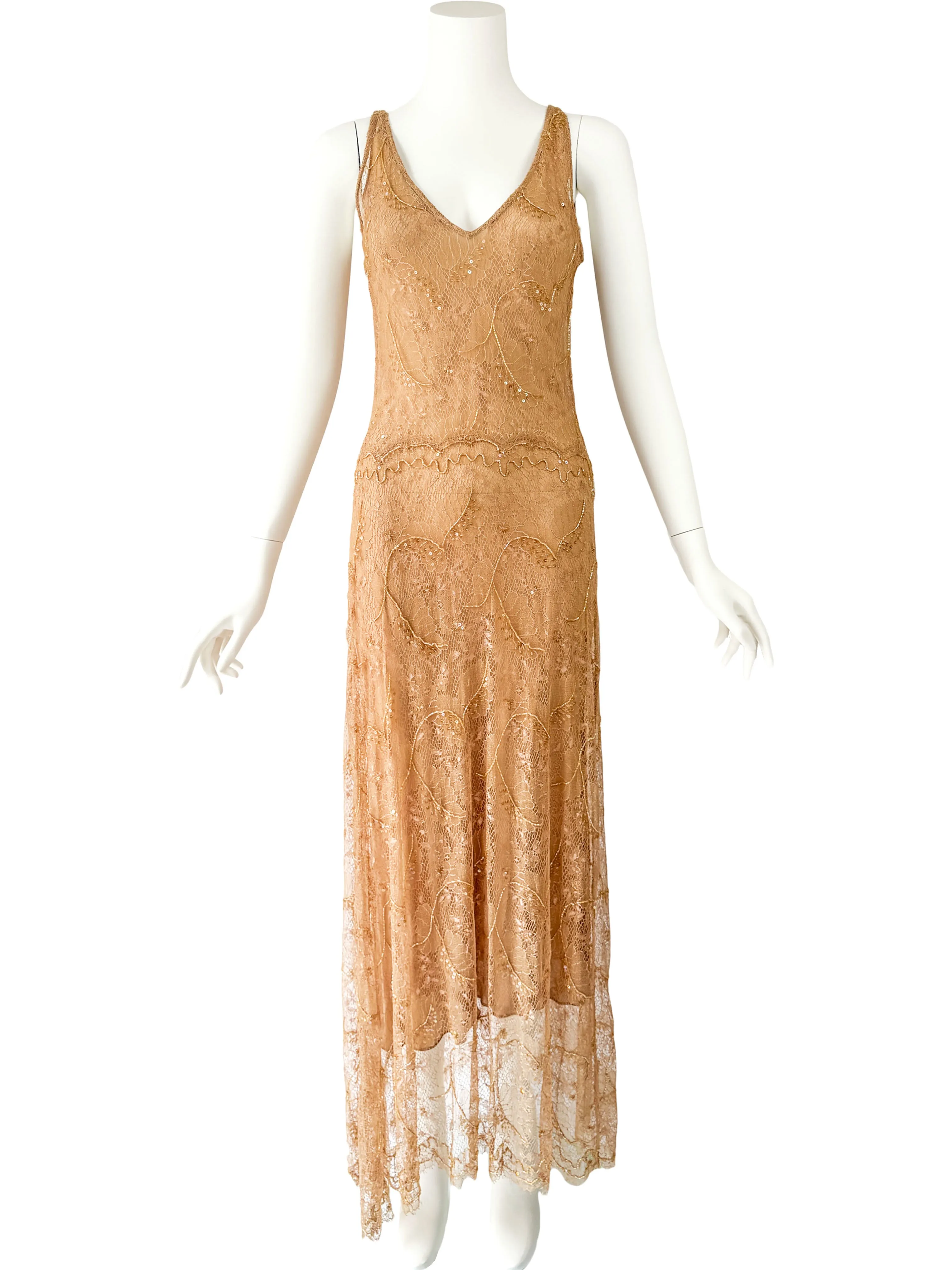Lolita Lempicka Couture Fall 2000 Embellished Lace Maxi Dress