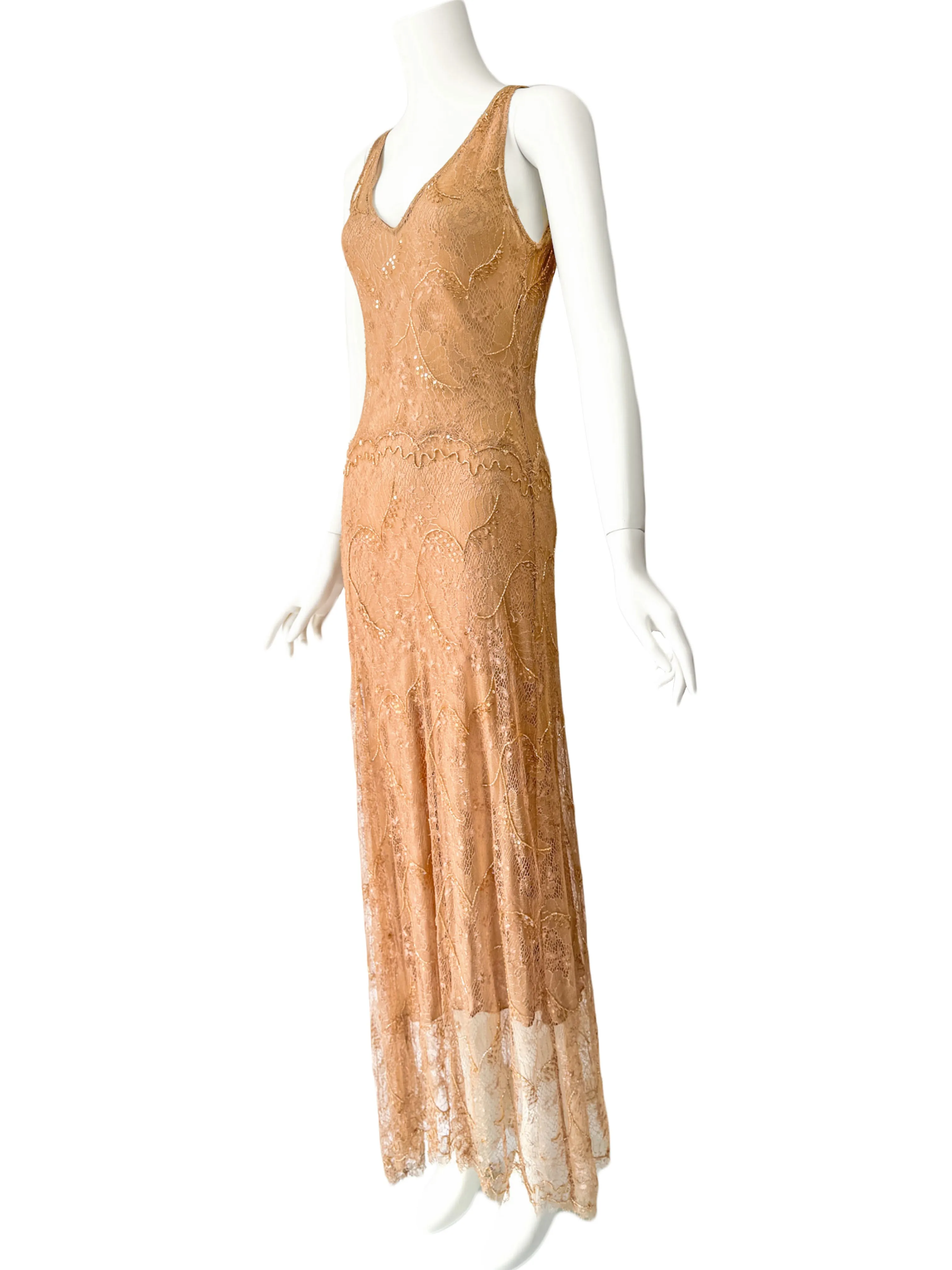 Lolita Lempicka Couture Fall 2000 Embellished Lace Maxi Dress