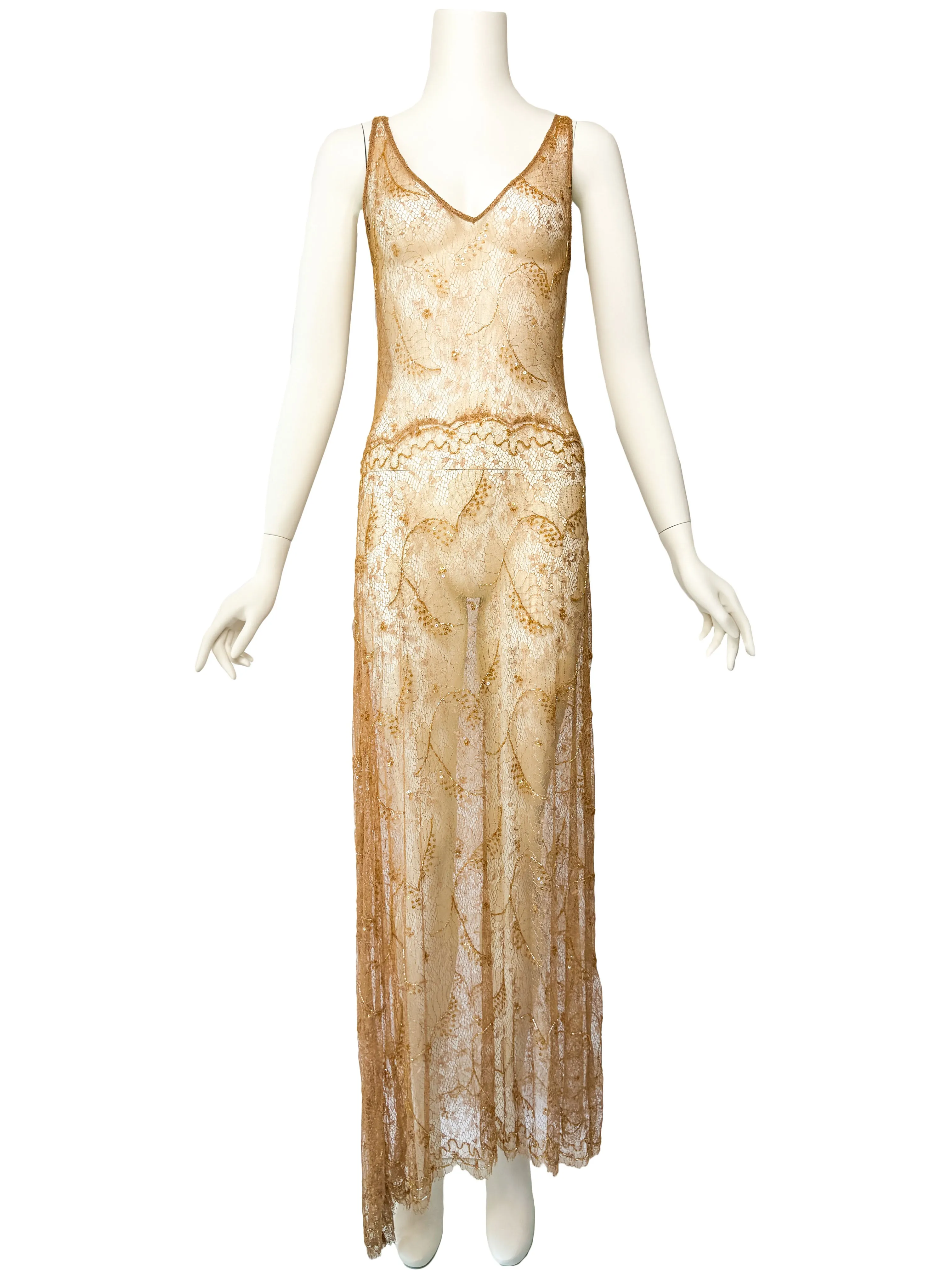 Lolita Lempicka Couture Fall 2000 Embellished Lace Maxi Dress