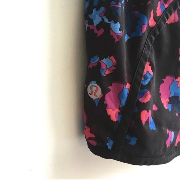 LULULEMON (RARE) Run Speed Athletic Running Shorts Print Black Pink 4