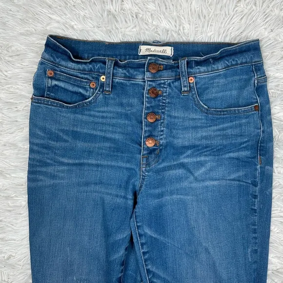 Madewell Cali Demi-Boot Jeans in Bronson Wash Blue Button-Front Edition Size 27