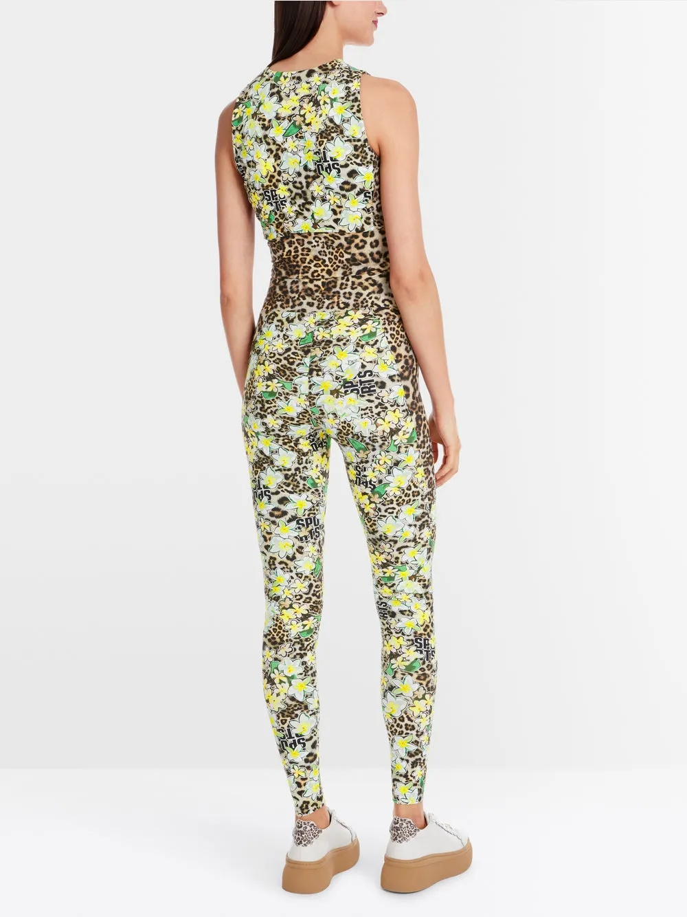 Marc Cain Tights i leopard og blomsterprint.