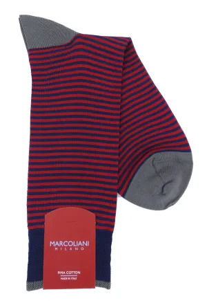Marcoliani 3231 Pima Cotton Palio Stripe Dress Socks