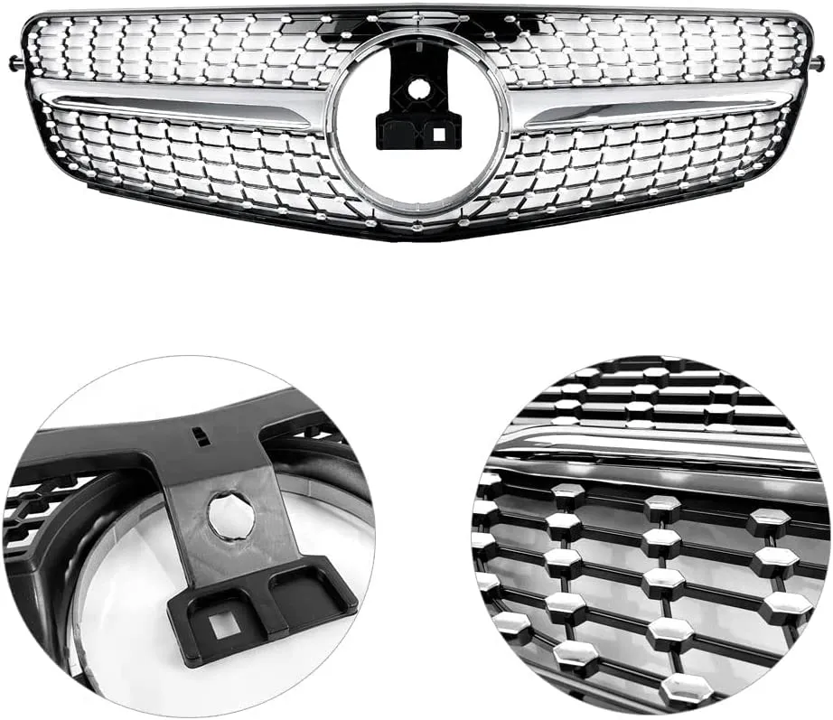 MATMACRO Diamond Grille Compatible For Mercedes Benz W204 C Class Front Grill C200 C250 C300 C350 2008 2009 2010 2011 2012 2013 2014