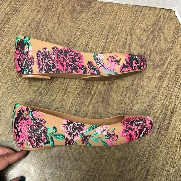 Melissa Ultragirl 3DB Flygirl Collection Peep Toe Floral Slip-On Flats Size 8