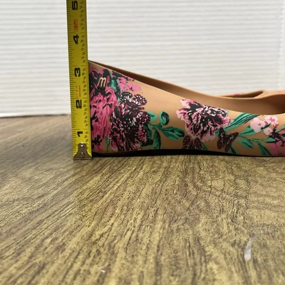 Melissa Ultragirl 3DB Flygirl Collection Peep Toe Floral Slip-On Flats Size 8