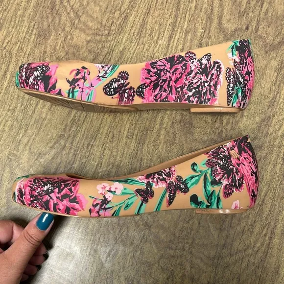 Melissa Ultragirl 3DB Flygirl Collection Peep Toe Floral Slip-On Flats Size 8