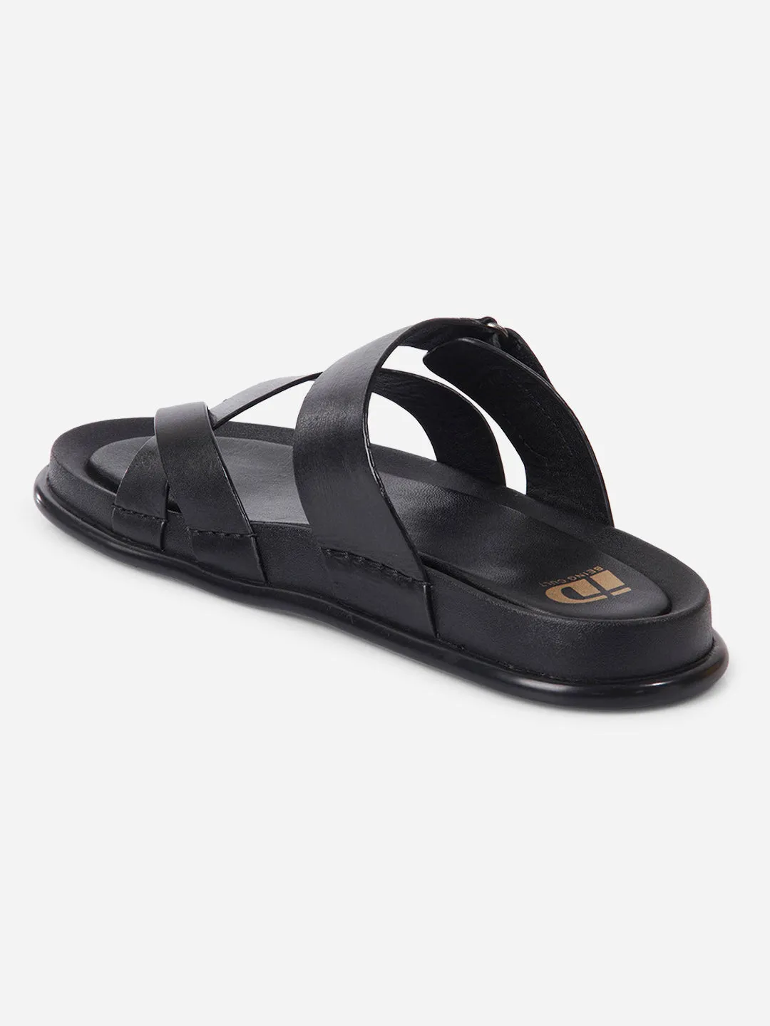 Men's Black Cross Strap Sandals (ID4269)