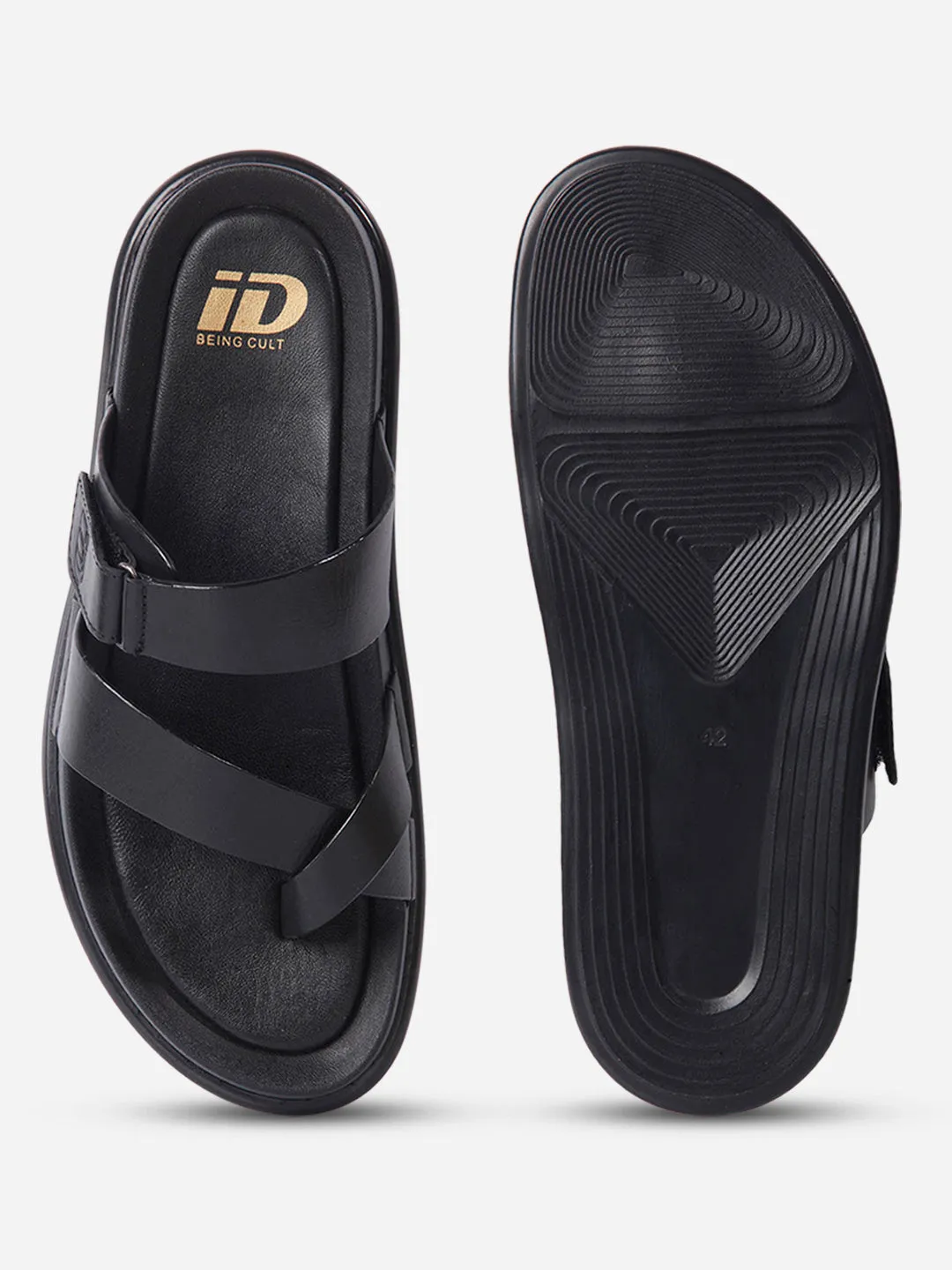 Men's Black Cross Strap Sandals (ID4269)