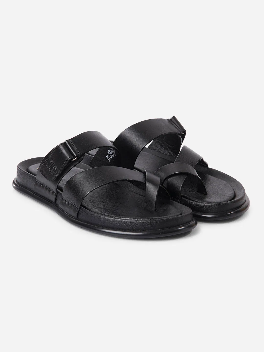 Men's Black Cross Strap Sandals (ID4269)