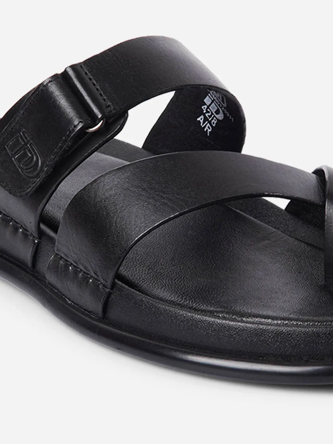 Men's Black Cross Strap Sandals (ID4269)