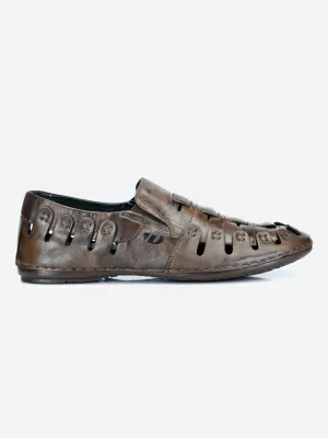Men's Brown Ethnic Slip-On Sandal (ID4126)