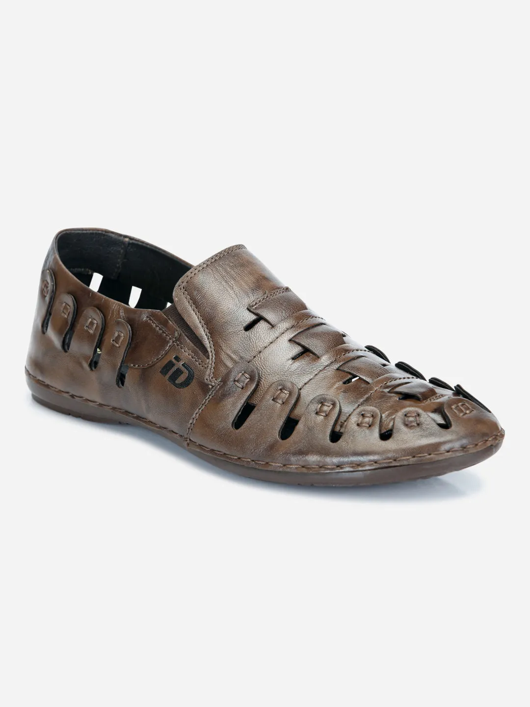 Men's Brown Ethnic Slip-On Sandal (ID4126)