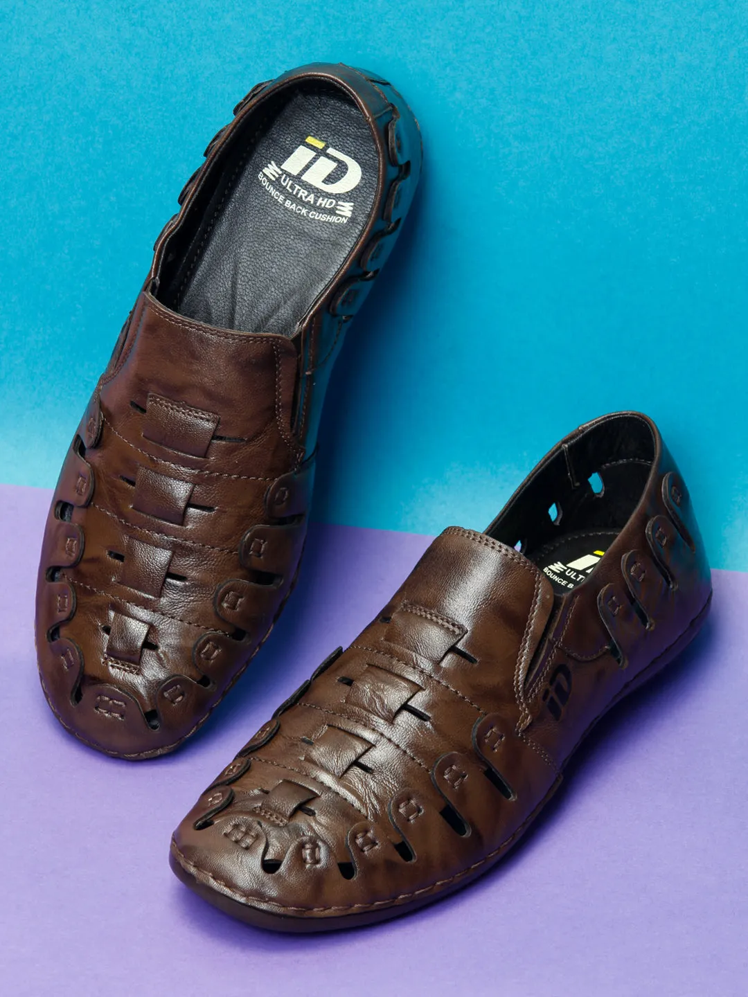 Men's Brown Ethnic Slip-On Sandal (ID4126)