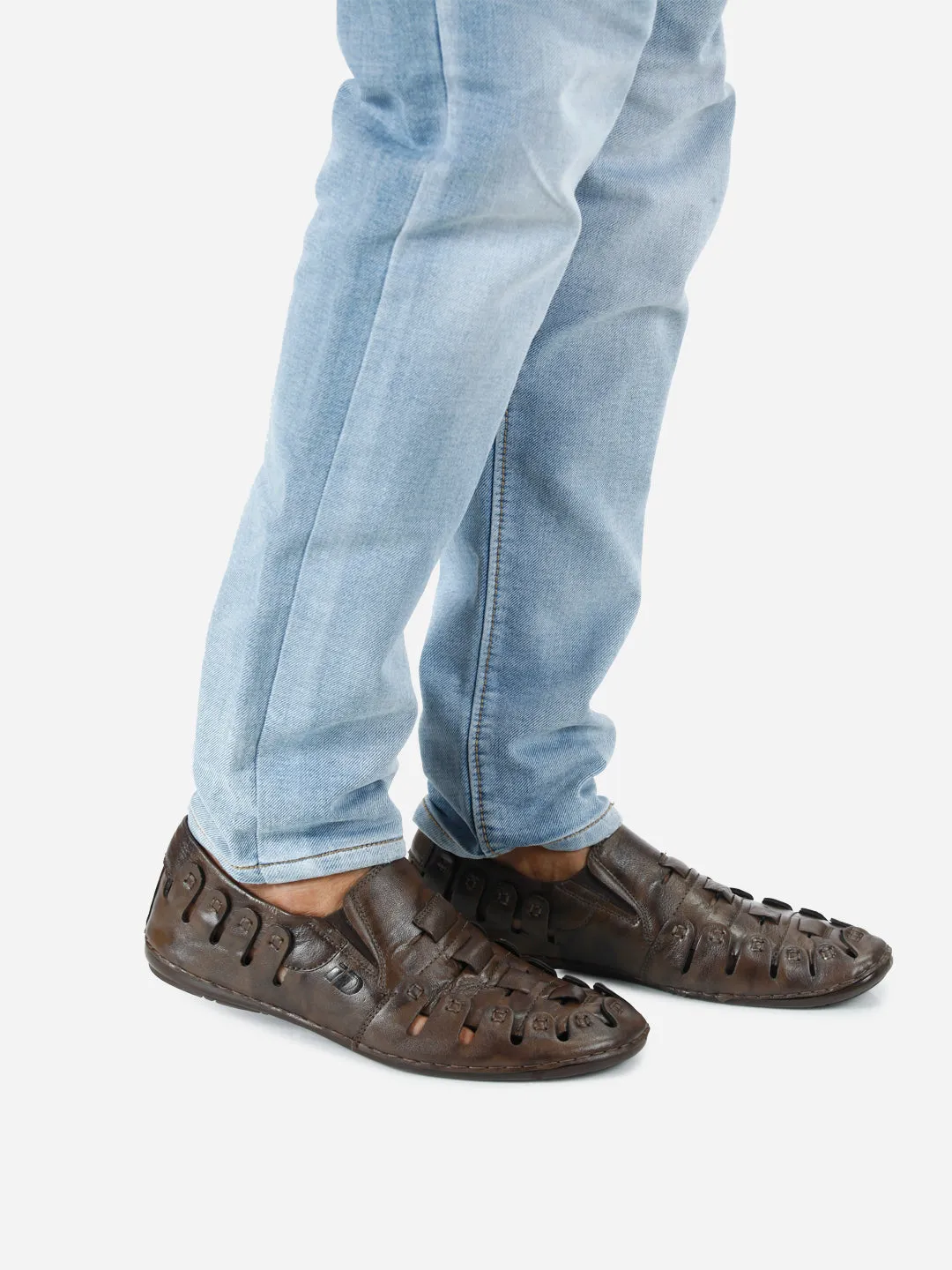 Men's Brown Ethnic Slip-On Sandal (ID4126)