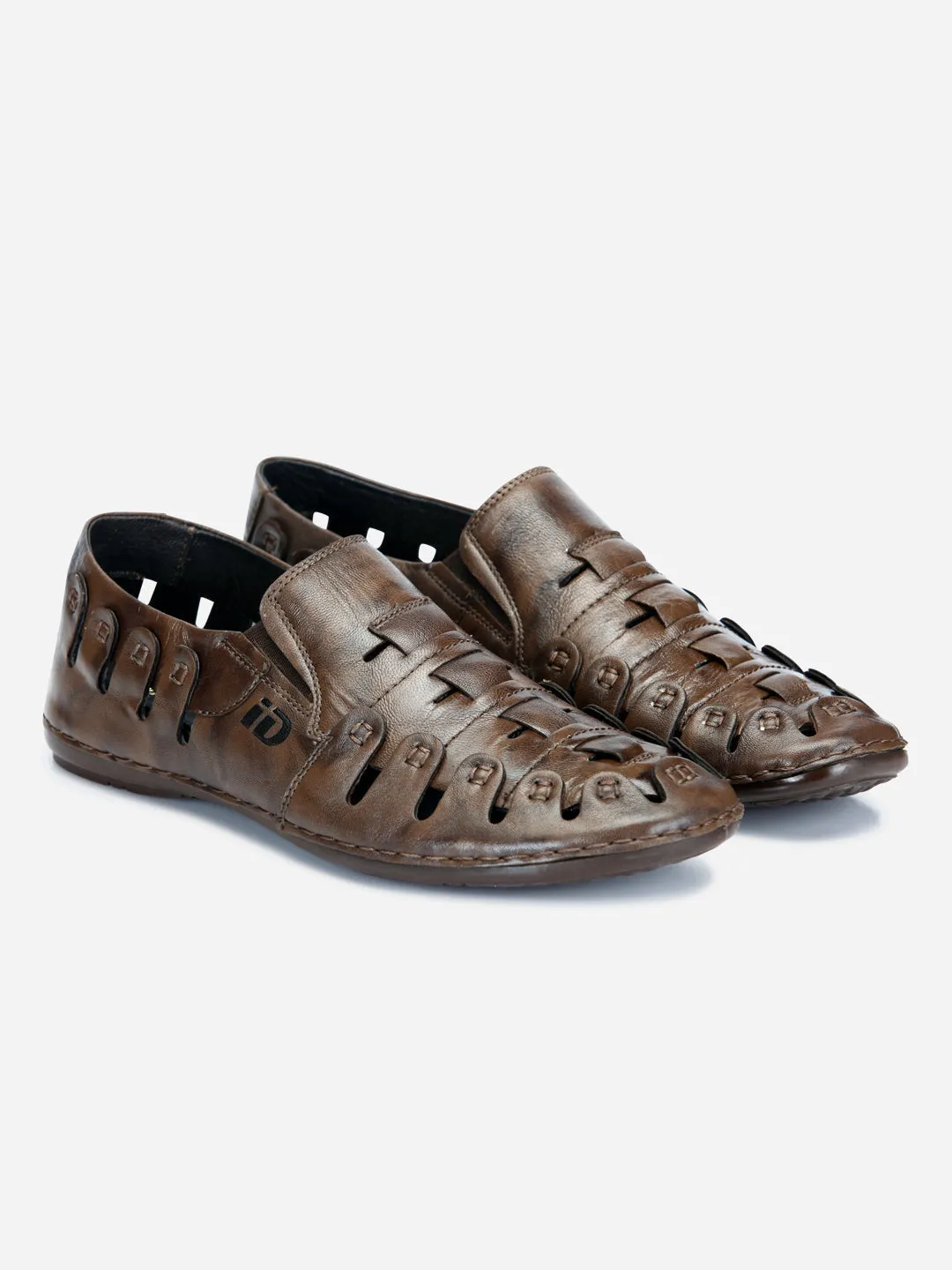 Men's Brown Ethnic Slip-On Sandal (ID4126)