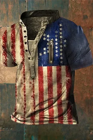 Men's Independence Day Flag Short Sleeve T-Shirt