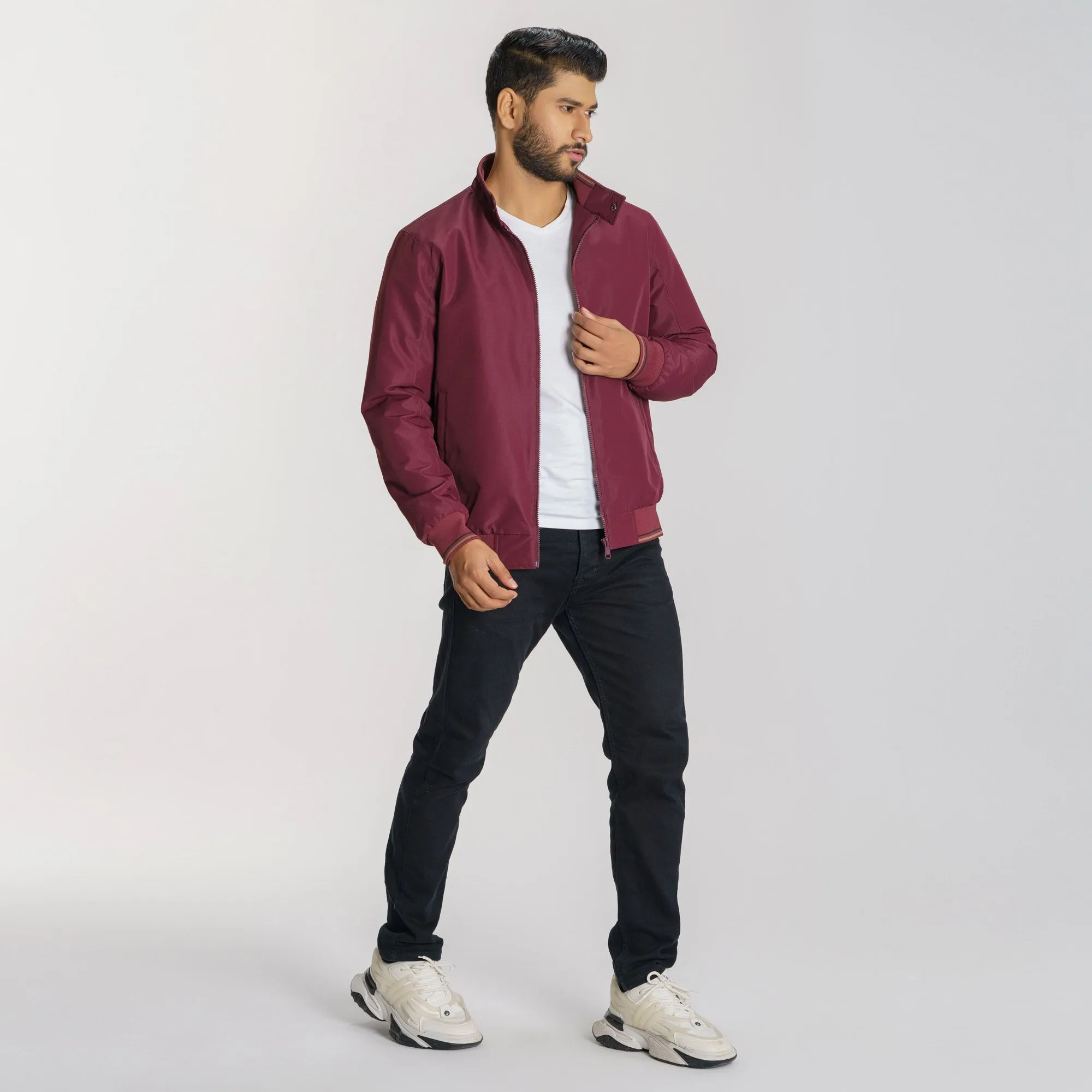 Mens Maroon Bomber Jacket