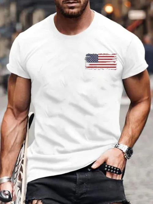 Men's Vintage I Identify As An American Print Round Neck T-Shirt