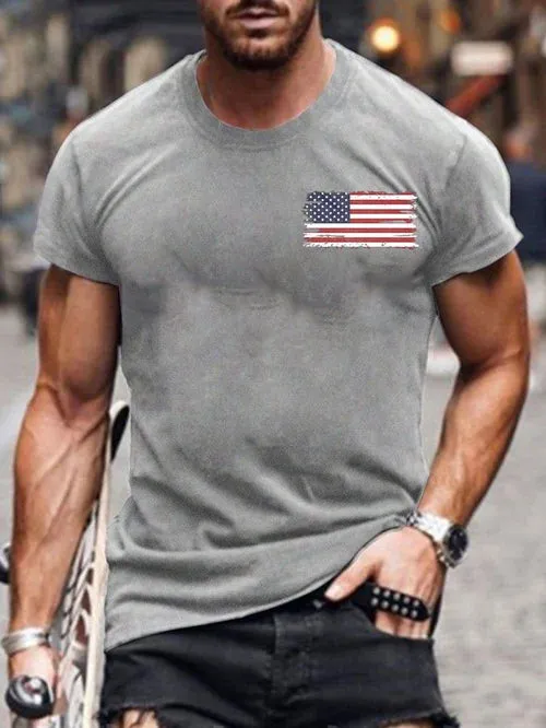 Men's Vintage I Identify As An American Print Round Neck T-Shirt