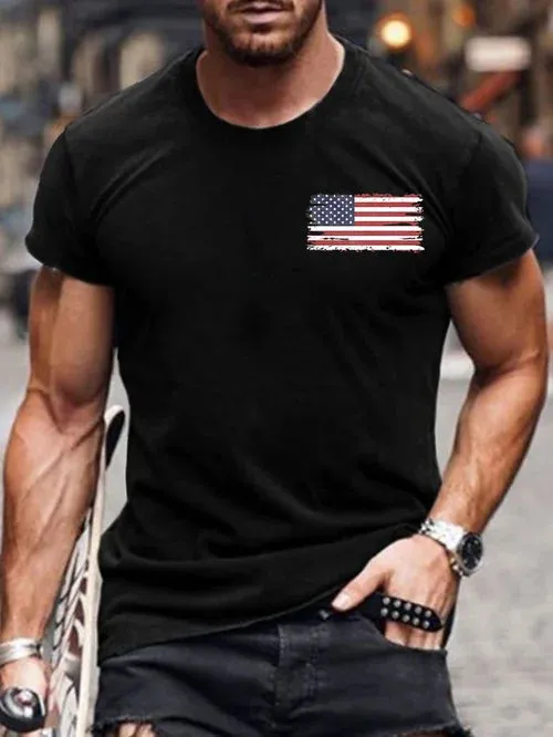 Men's Vintage I Identify As An American Print Round Neck T-Shirt