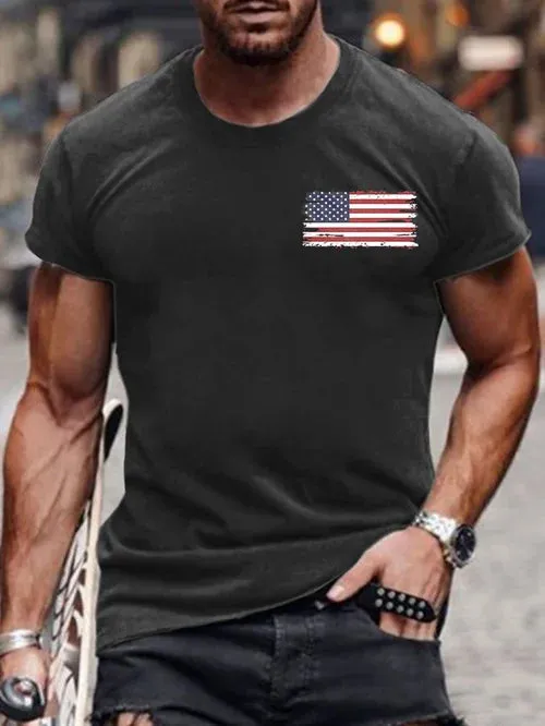 Men's Vintage I Identify As An American Print Round Neck T-Shirt