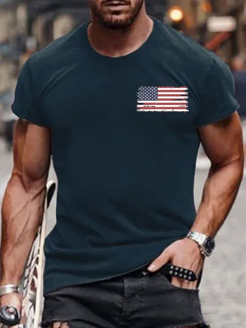 Men's Vintage I Identify As An American Print Round Neck T-Shirt
