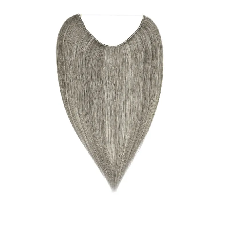 Mixed Grey Halo Human Hair Extension - Light Volume
