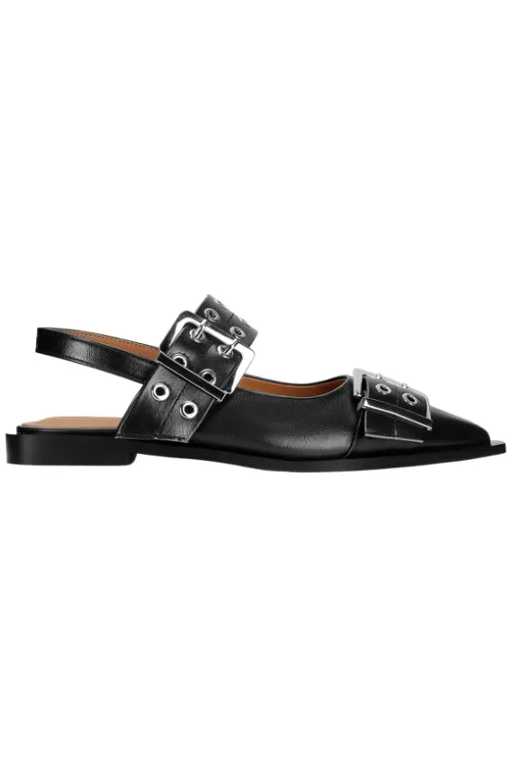 Moda Pointed Toe Buckle Slingback Mules